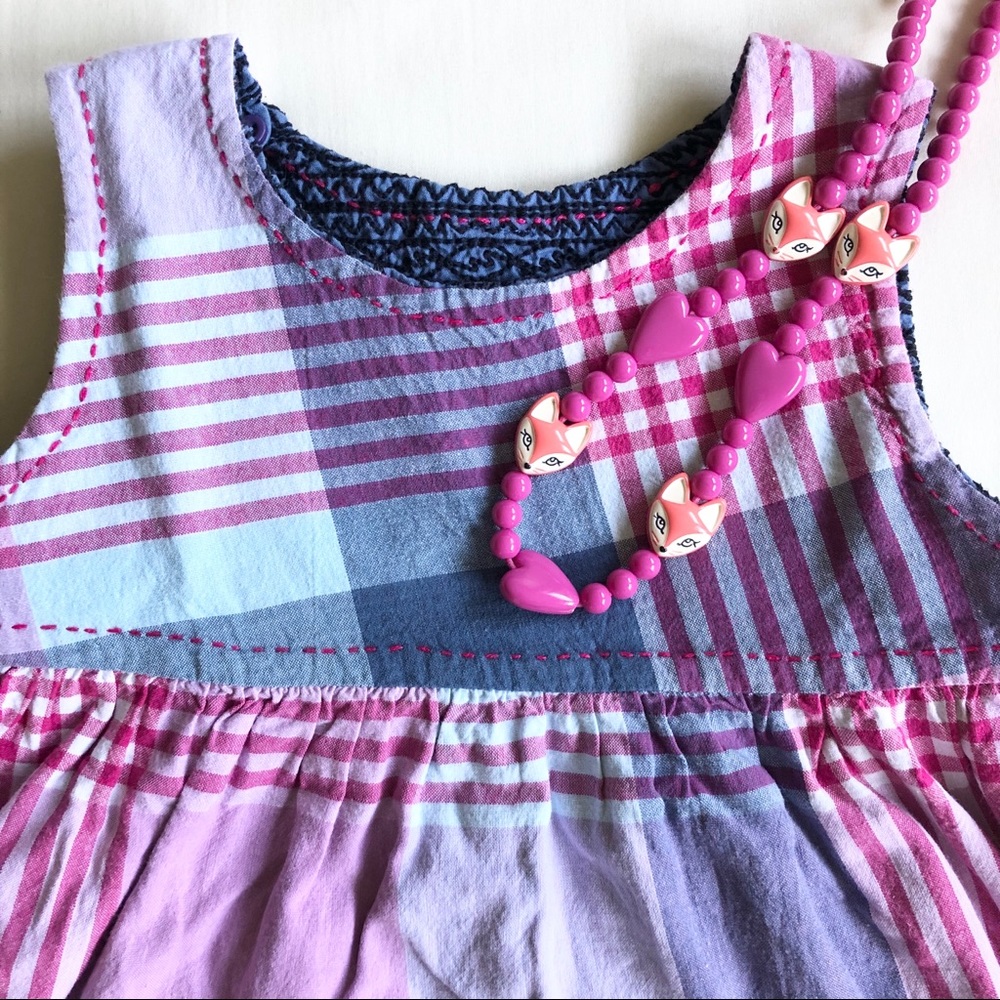 Tea Collection Reversible Blue/Pink Cotton Dress 3 - Picture 4 of 11